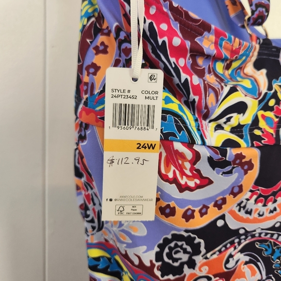 Anne Cole Paisley Parade Underwire Twist Tankini Swimsuit Swim Top New Size 24W - Picture 5 of 5